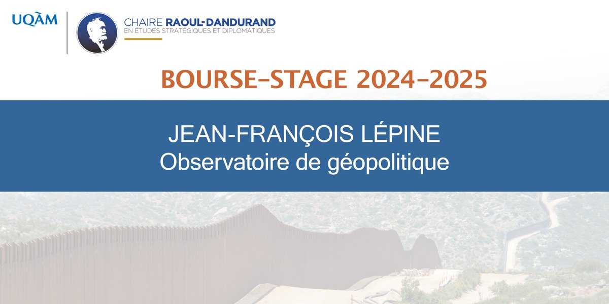 ChaireRaoulDandurand (@rdandurand) on Twitter photo ⚠️Appel à candidatures
Étudiant-e-s de 2e/3e cycle à l'<a href="/UQAM/">UQAM | Université du Québec à Montréal</a> pour l'année 2024-2025?
🌎Grâce à l'appui de Jean-François Lépine, l'appel à candidatures pour la coordination de l'Observatoire de #géopolitique est lancé!
Infos👉dandurand.uqam.ca/wp-content/upl…
Date limite: 7 juin ⚠️Appel à candidatures
Étudiant-e-s de 2e/3e cycle à l'<a href="/UQAM/">UQAM | Université du Québec à Montréal</a> pour l'année 2024-2025?
🌎Grâce à l'appui de Jean-François Lépine, l'appel à candidatures pour la coordination de l'Observatoire de #géopolitique est lancé!
Infos👉dandurand.uqam.ca/wp-content/upl…
Date limite: 7 juin