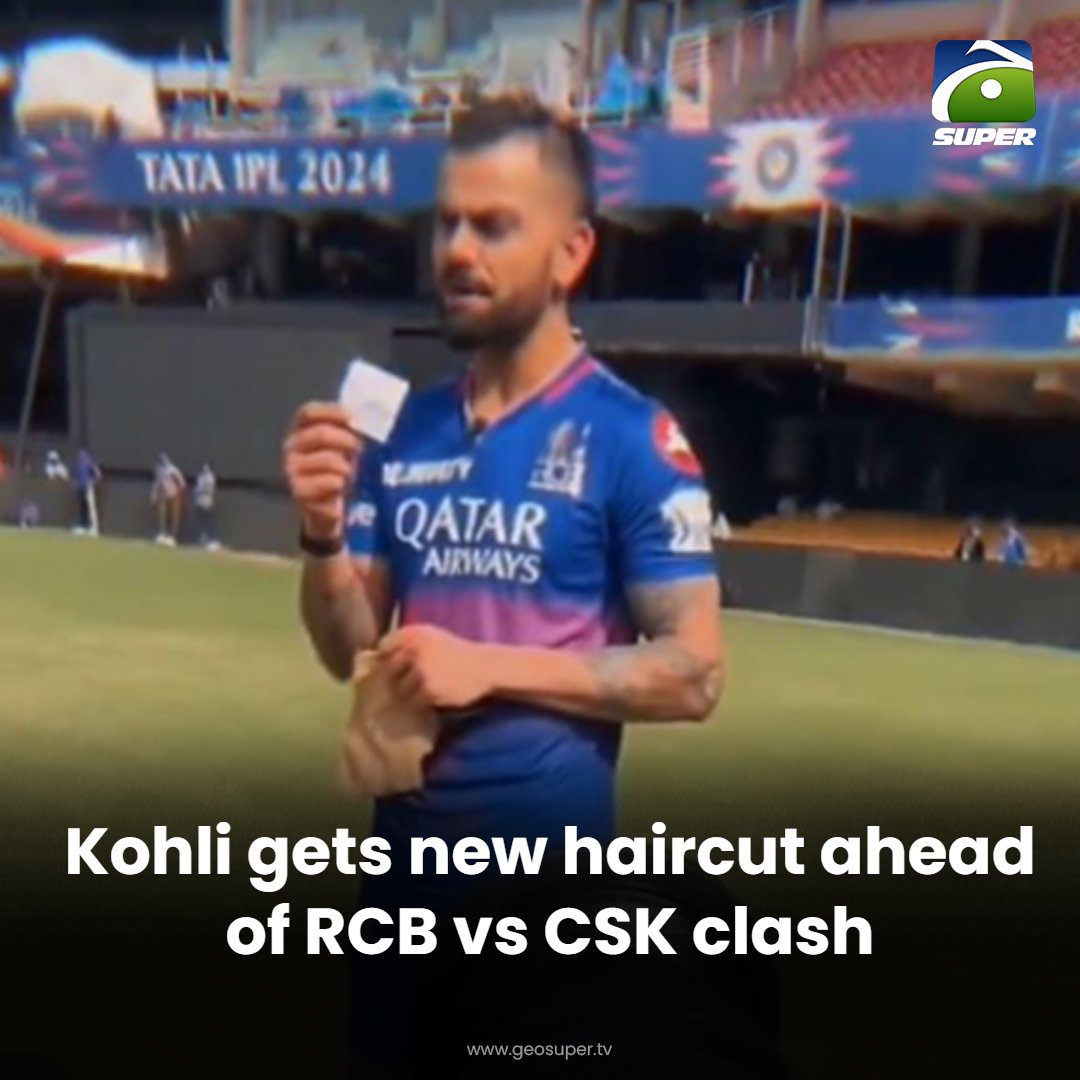 Virat Kohli with a new hairstyle ✂️ WATCH HERE: geosuper.tv/latest/36164-w… #IPL2024