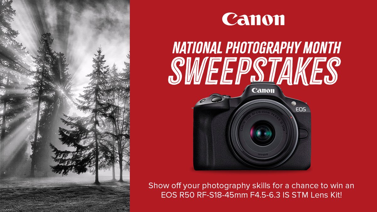 The EOS R50 RF-S18-45mm F4.5-6.3 IS STM Lens Kit is small, lightweight, and versatile, making it the perfect go-to gear for photographers on the go! Simply share a photo and enter for your chance to win one. 📸 canon.us/npmsweepstakes