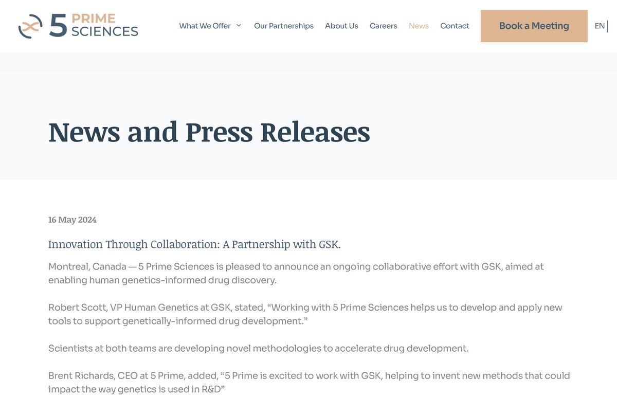 As the CEO of <a href="/5PrimeSciences/">5 Prime Sciences</a>, I'm excited to announce our strategic partnership with <a href="/GSK/">GSK</a> to develop new methods to support genentics-enabled drug development.

It's an honour to work with one of the most sophisticated human genetics teams in pharma.

5primesciences.com/news/