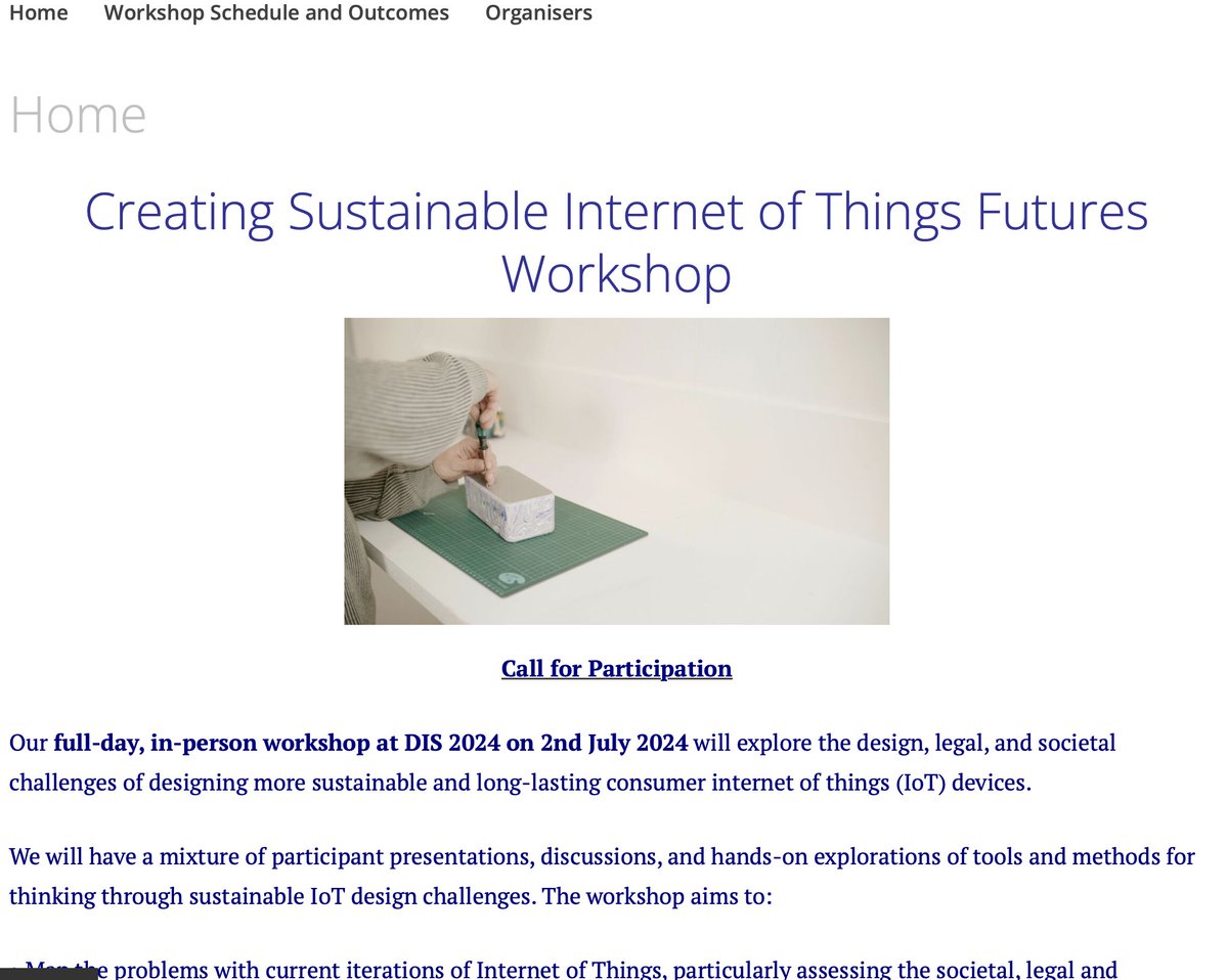 CfP - Interested in law + design aspects of creating more sustainable Internet of Things? Submit by 1 June to our interdisciplinary workshop at #DIS2024 in Copenhagen 2 July '24. blogs.ed.ac.uk/fixing_the_fut… @DesignInf @UoELawSchool @EdCDCS @UoE_EFI @HorizonDER @tas_hub @CrispSurv