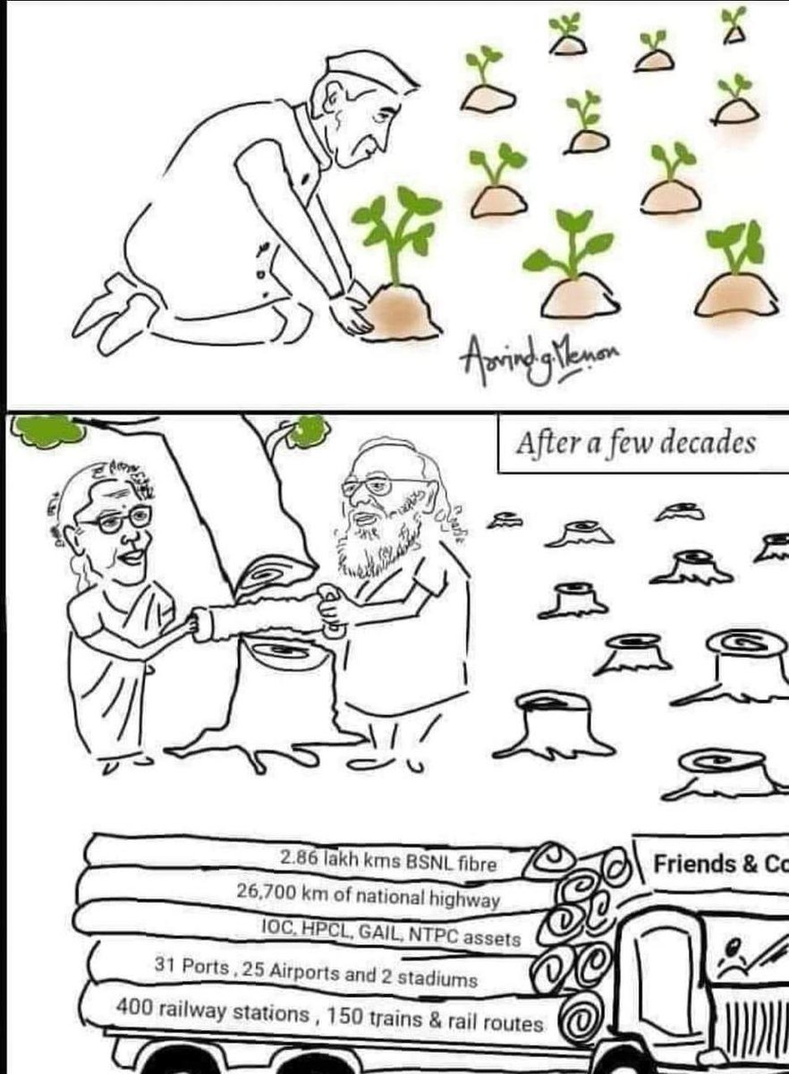 An era of 1947 to 2024 explained in a heart breaking illustration. A few strokes of lines encapsulated how a decade of mis governance washed off the progress and development painstakingly done over 7 decades 😪 #ModiHaiTohVinaashHai #ModiMustGo #RahulKoLaoDeshBachao