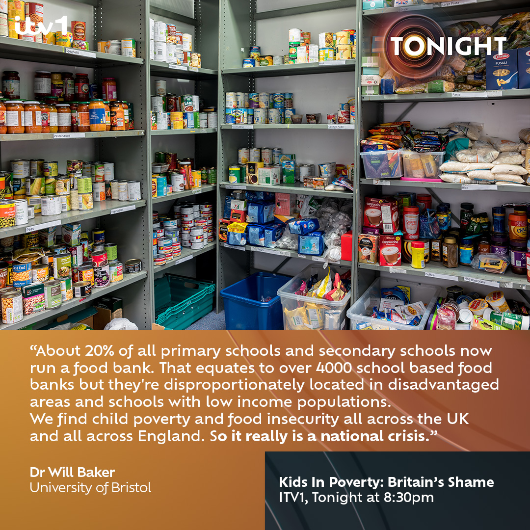 Dr Will Baker from the University of Bristol (@BristolUni) says that child poverty has become a national crisis. Find out more in #ITVTonight's Kids In Poverty: Britain's Shame ITV1 | 8:30pm