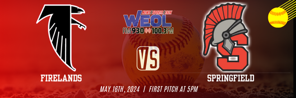 GAMEDAY on WEOL!🥎

Today's Tournament Diamond Duel⬇️

Firelands <a href="/Falconssball/">Firelands Falcons Softball</a> 
vs
Springfield <a href="/spartans_sball/">Springfield Softball</a> 

⏰5pm
📻AM 9330 &amp; 100.3 FM
💻WEOL.com