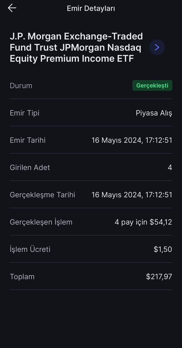 🚀Bugün yurtdışı portföyümüze 54,12$ maliyetle 4 adet #JEPQ eklemesi yaptım. Bu ekleme ile portföy büyüklüğüm 1902$ seviyesine yükseldi. 📊Hedefim yıl sonuna kadar yurtdışı portföyümü 5.000$ seviyesine çıkarmak! 💪🏻 Küçük yatırımlarla istikrarlı bir şekilde büyümeye devam!