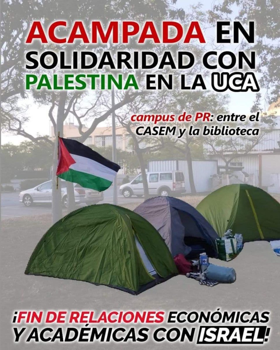 🔴 TODO nuestro APOYO a la acampada de estudiantes en la Universidad de Cádiz en solidaridad con PALESTINA.

#STOPGENOCIDIO
#NOalaGUERRA
#PALESTINALIBRE
#UCA