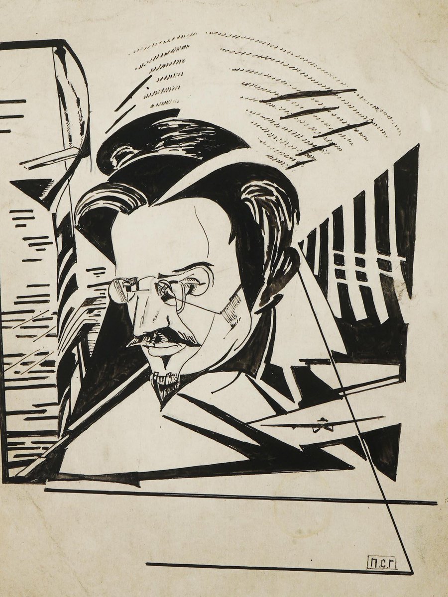 Cubo-futurist portrait of Leon Trotsky, by Petr Stepanovich Galadzhev, 1922