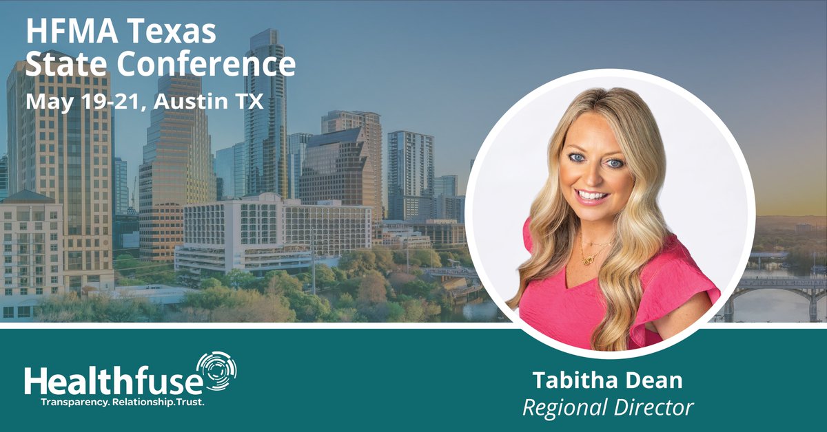 Just a few days away from the start of the HFMA Texas State Conference! Tabitha Dean will be in Austin representing Healthfuse, so keep an eye out for her!

#HFMATexasStateConference #HFMA #RevenueCycleVendorManagement #Healthfuse #HealthcareFinance