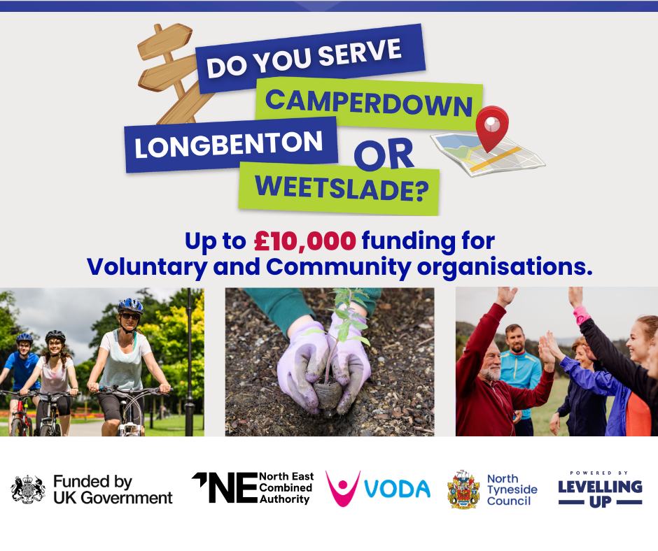 Grants of £1,000 to £10,000 are available to support community initatives in Camperdown, Weetslade and Longbenton 📣 VCSE organisations with an income of less than £2m in our borough can apply. Find out more and apply 👉 voda.org.uk/ukspfmed