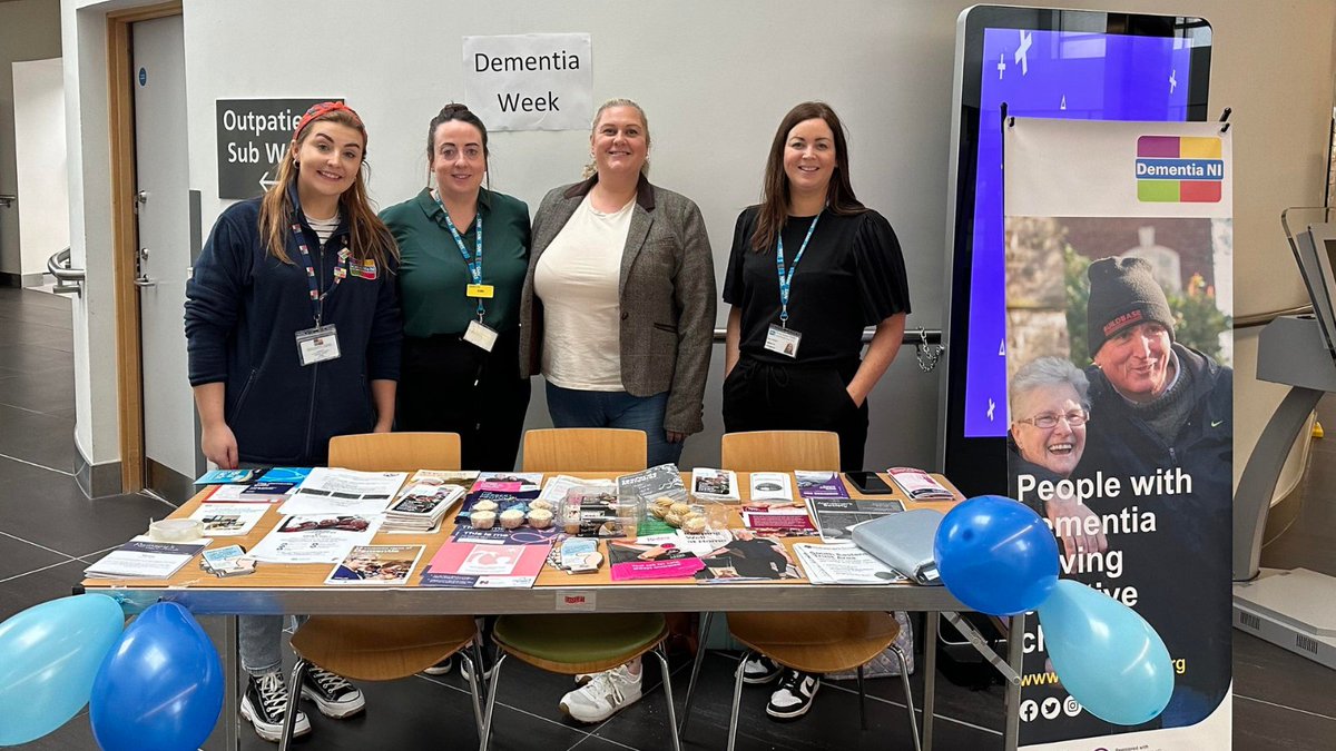 📣 We've been busy encouraging conversations about dementia in #DementiaActionWeek. Member Allison and Volunteer Tom were at Ards Arts Centre while Empowerment Facilitator Claire-Rose was at Downe Hospital to chat to anyone seeking support or information. Thank you to all! 💙