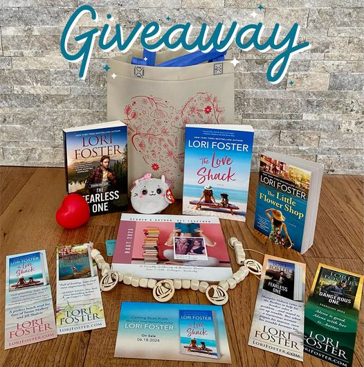 #Giveaway on my FB page. 3 signed books, tote bag, fun swag. THE LOVE SHACK is an advance copy, not out until 6/11/24. Enter at: lorifoster.me/3yntSjK