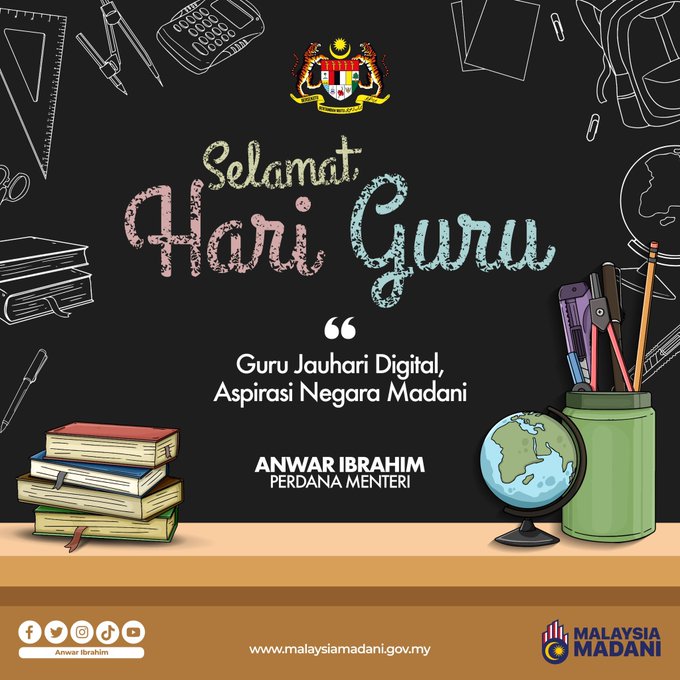 PM @anwaribrahim ucap Selamat Hari Guru, rakam jutaan penghargaan buat warga pendidik bernama.com/bm/am/news.php… #BernamaNews