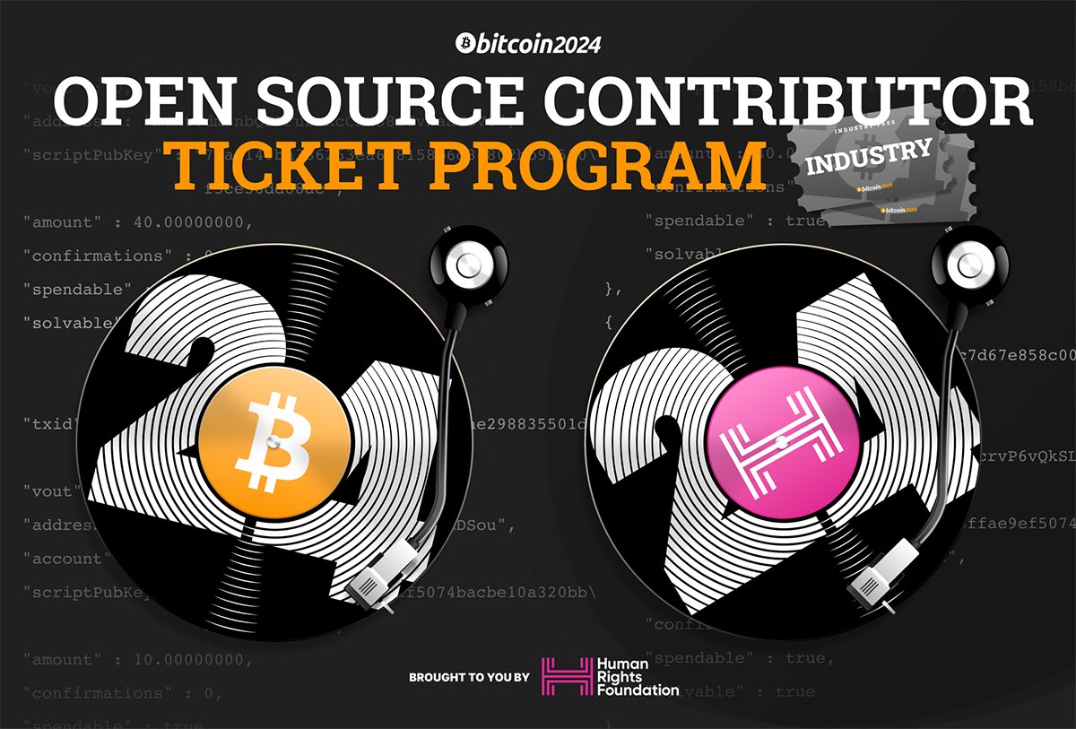 ck (@ck_snarks) on Twitter photo Bitcoin developers can get comp’d tickets to <a href="/TheBitcoinConf/">The Bitcoin Conference</a> in Nashville thanks to <a href="/HRF/">Human Rights Foundation (HRF)</a>.
Apply today! b.tc/conference/202… Bitcoin developers can get comp’d tickets to <a href="/TheBitcoinConf/">The Bitcoin Conference</a> in Nashville thanks to <a href="/HRF/">Human Rights Foundation (HRF)</a>.
Apply today! b.tc/conference/202…