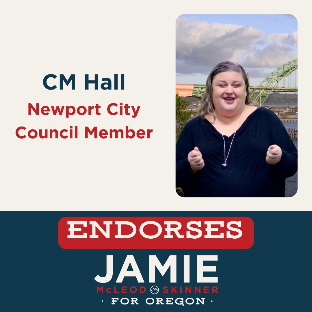Proud to be endorsed by CM Hall, Newport City Council Member. #OR05 #JamieForOregon