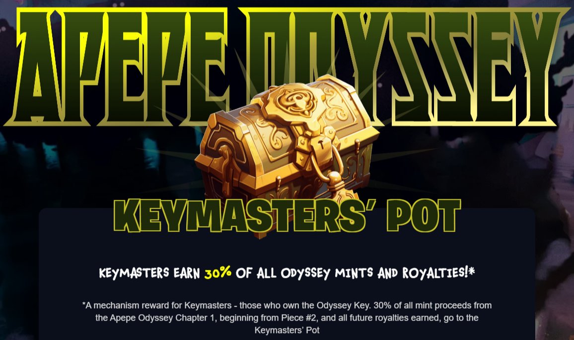 Calling all KeyMasters! 🗝️ If you forged an Odyssey Key during the forging event, listen up. Claims for your allocation of the KeyMasters Pot is NOW AVAILABLE @ rareapepes.com/odyssey/1/keym…! 🎉💰 Brush up on the details about the Odyssey Key and the KeyMasters pot HERE: