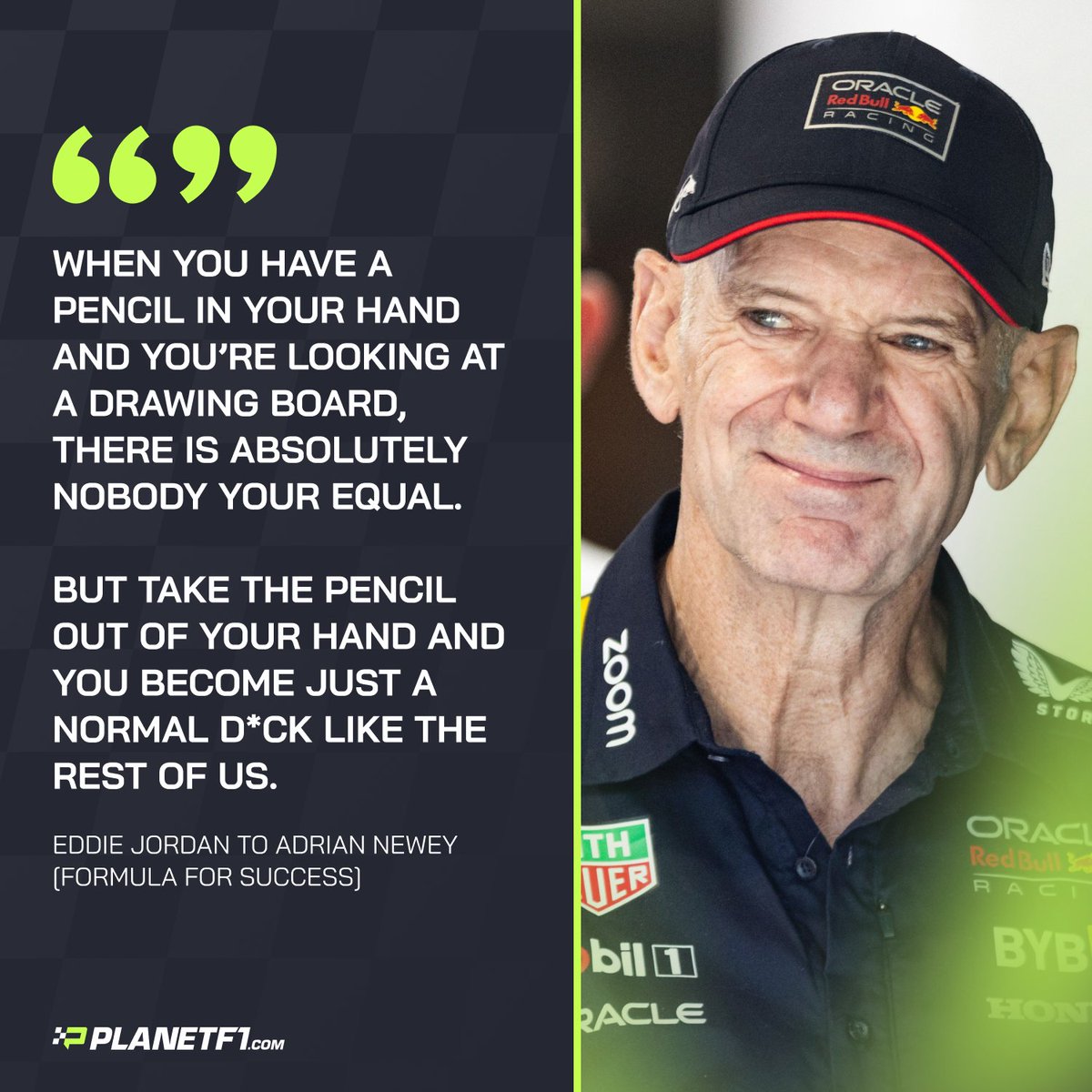 Eddie Jordan's management style with Adrian Newey? Typically EJ.

'He chuckles at that. I’m sure he thinks I’m being very cheeky, but I’m not being cheeky. I’m serious. He’s just a normal guy.'

#F1 #AdrianNewey #RedBull
