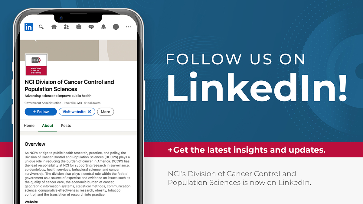 Tune in for LinkedIn posts from the Office of Cancer Survivorship and more! Follow and share the DCCPS LinkedIn page: linkedin.com/showcase/nci-c… @NCICancerCtrl @NCICareDelivRes @NCIBehaviors @NCI_ImplSci