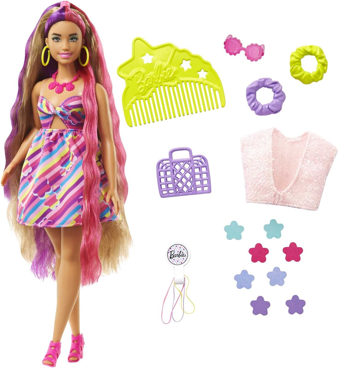 😍 OFERTA – 72% SOLO 10.5€ 😍 Barbie Totally Hair Pelo extralargo Flor Muñeca Morena Curvy con Vestido y Accesorios de Flores para el Pelo, Juguete +3 años amzn.to/4dHauOU