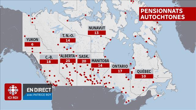 Quand vous entendrez parler des pensionnats autochtones au Canada, garder cette carte en mémoire.