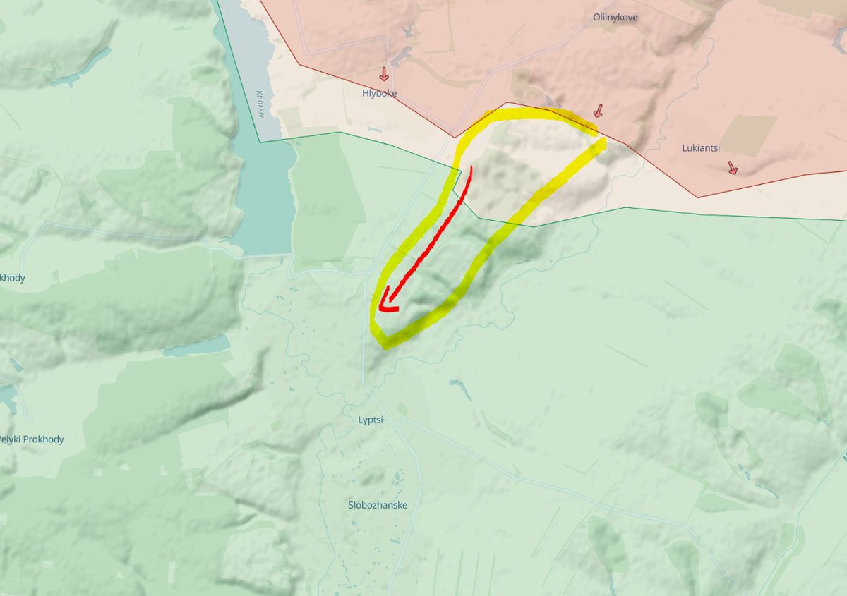 latest maps show RF is on the hilly area already It has now full view over Lyptsi