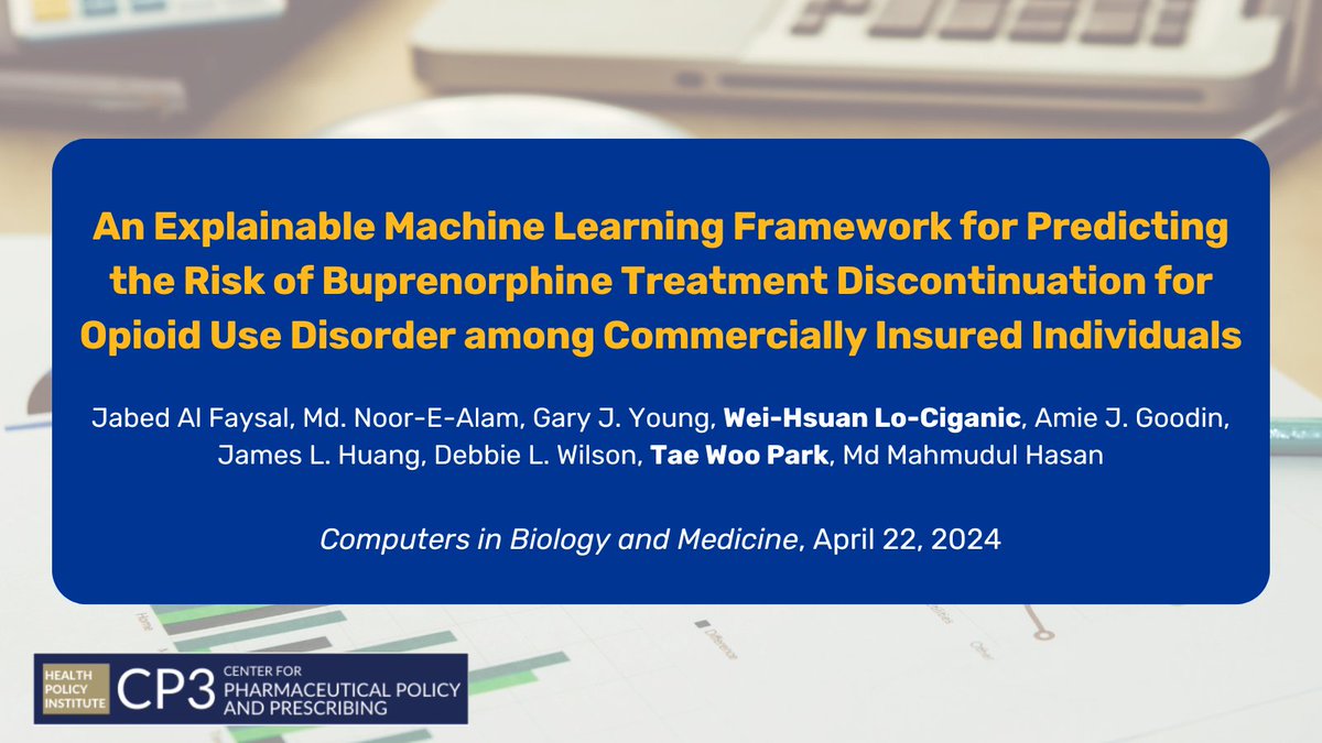 CP3's @jennyciganic & Dr. Ted Park were part of a team that developed a #machinelearning model to predict risk of discontinuing #buprenorphine. It identifies risk factors & stratifies by risk level. Read more in Computers in Biology and Medicine sciencedirect.com/science/articl…