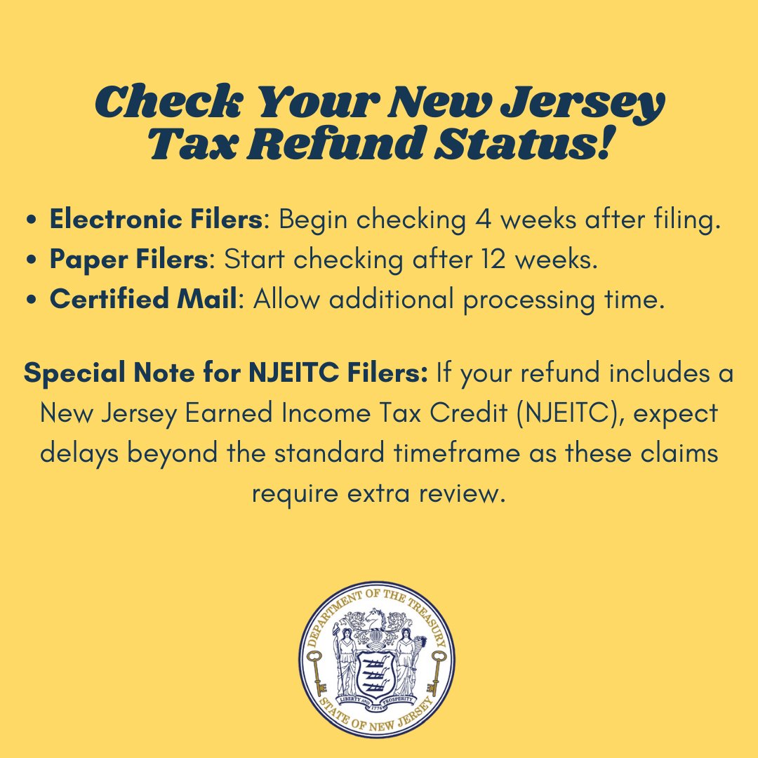 Stay ahead of the game! Know when and how to check your NJ tax refund status. Visit the official refund inquiry page: nj.gov/treasury/taxat…