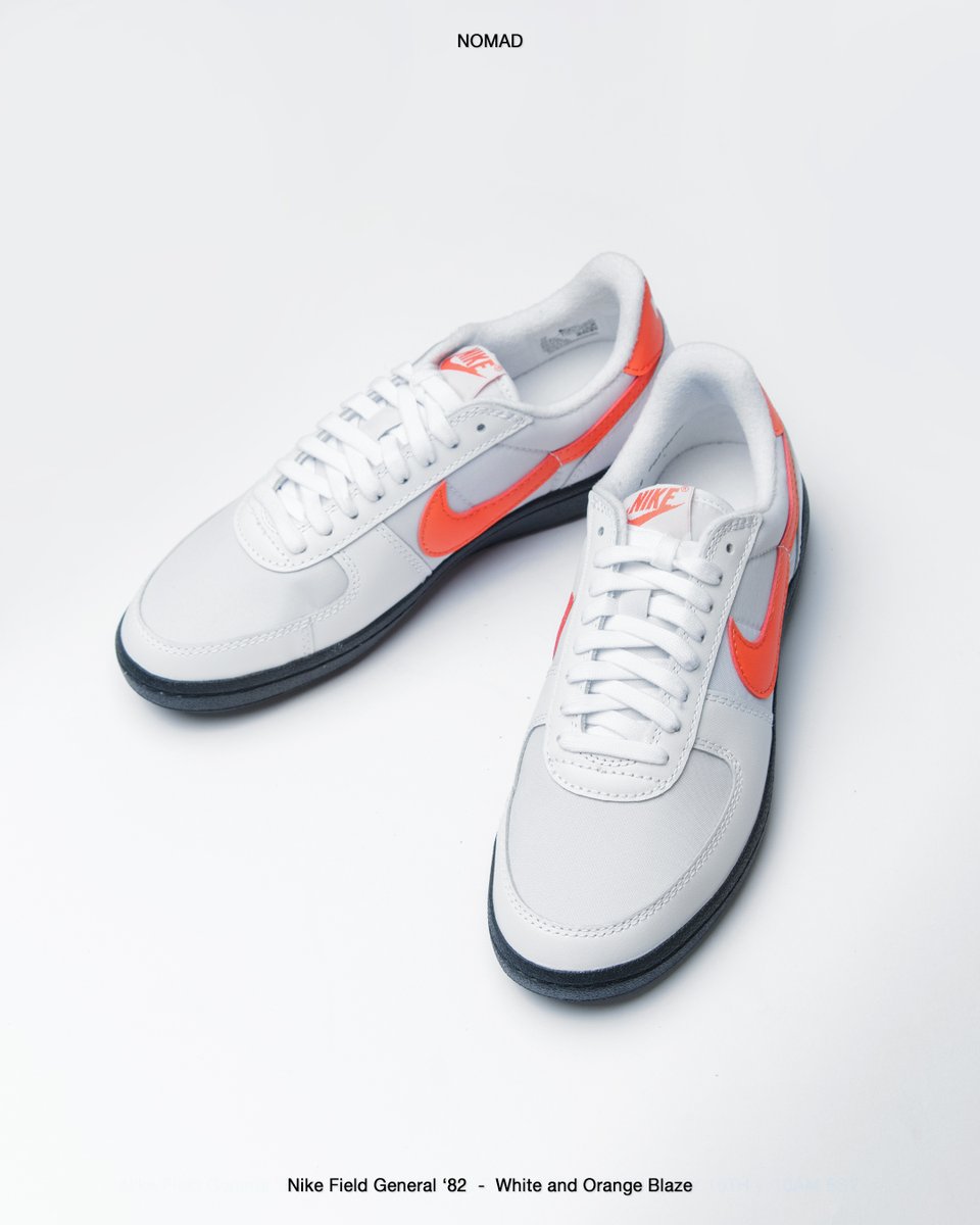 Worn by legends on the field in the '80s, this throwback Nike design conjures up memories of running backs breaking through the line of scrimmage and scampering down the old turf fields.

Shop the Nike Field General '82 'White and Orange Blaze' now at NOMAD.