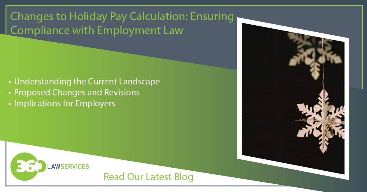Holiday pay calculation has always been a complex issue for employers, with various factors such as overtime, bonuses, and commission payments often coming into play. 

Read our latest blog: 360lawservices.com/employment-law…

#HolidayPay #EmploymentLaw #360lawservices