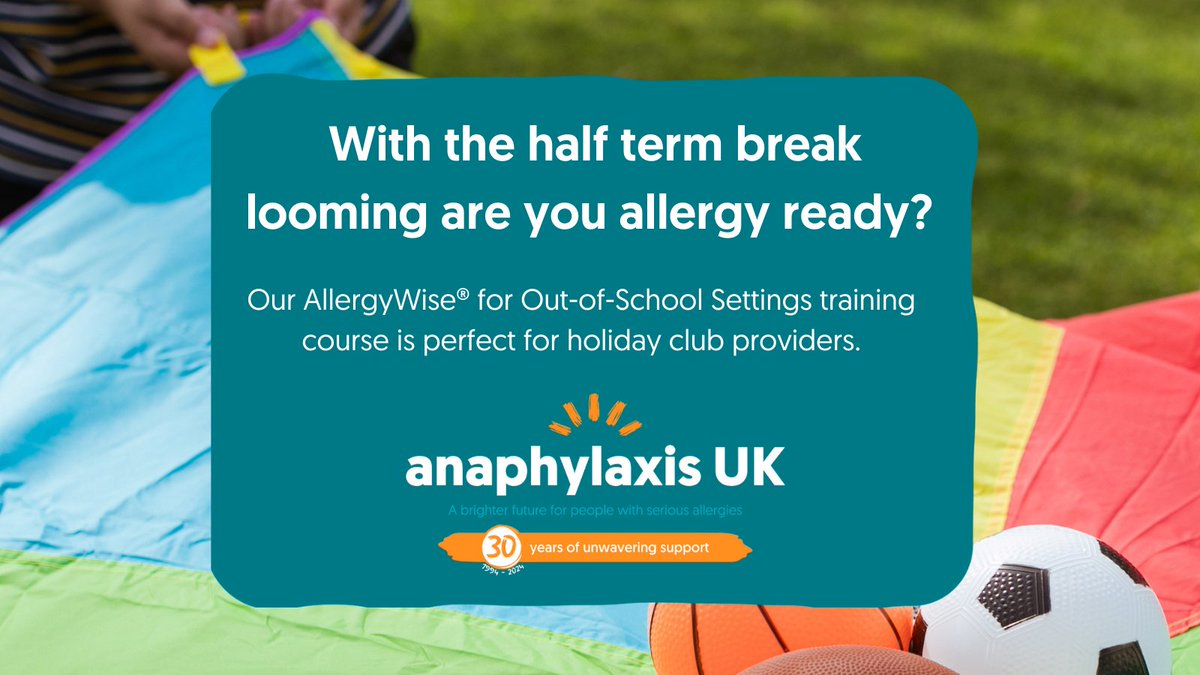 With the half term break looming are you allergy ready? Our AllergyWise® for Out-of-School Settings training course is perfect for holiday club providers. A low cost, convenient course that will help you ensure that children with allergies are kept safe. ow.ly/XjzU50RHkJY
