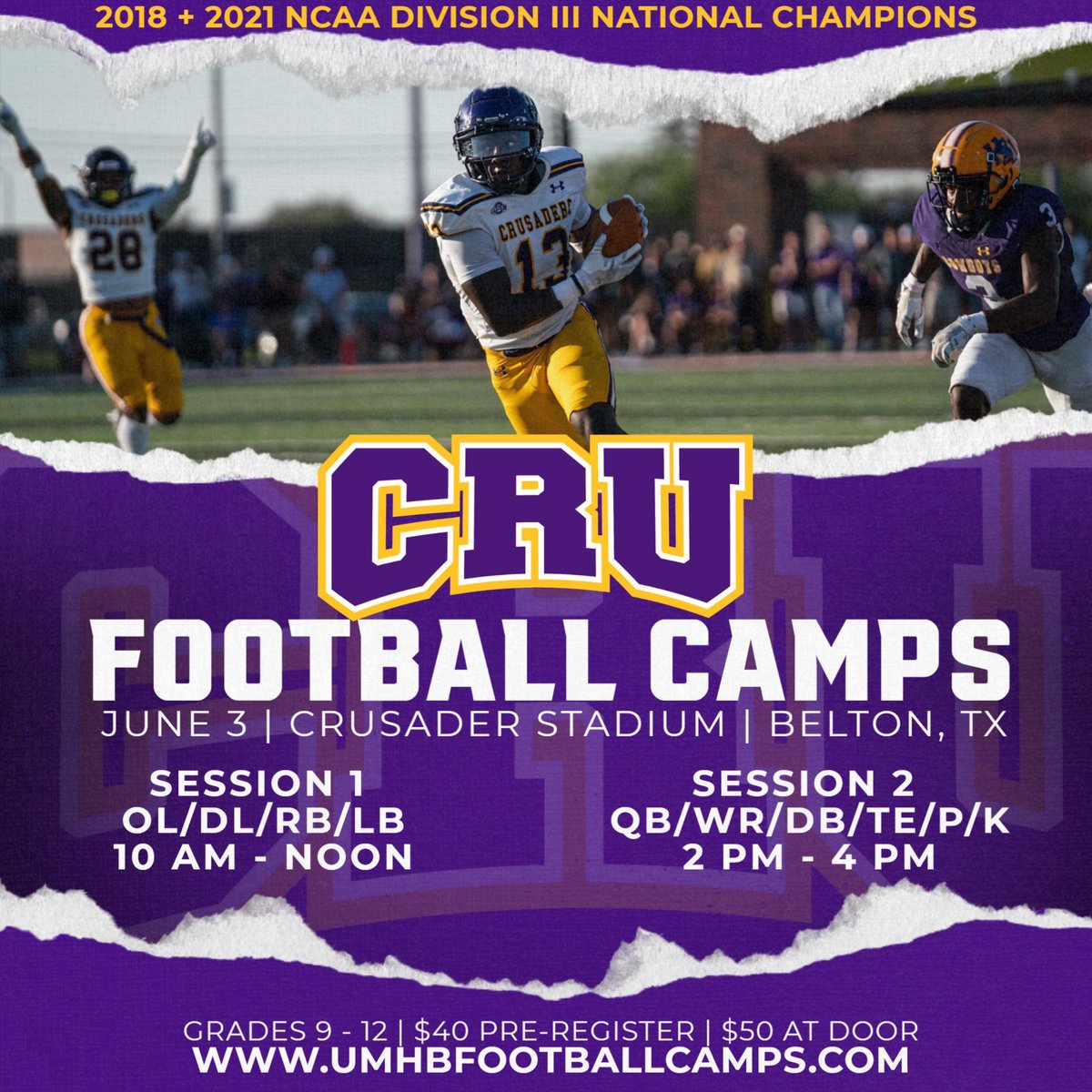 Don’t miss out on a chance to Camp With The Elite here in Belton, Texas! 🚨Show up and show out at one of our Big Skill or Skill sessions! 🚨 Register now using the link below! 🔗:umhbfootballcamps.com