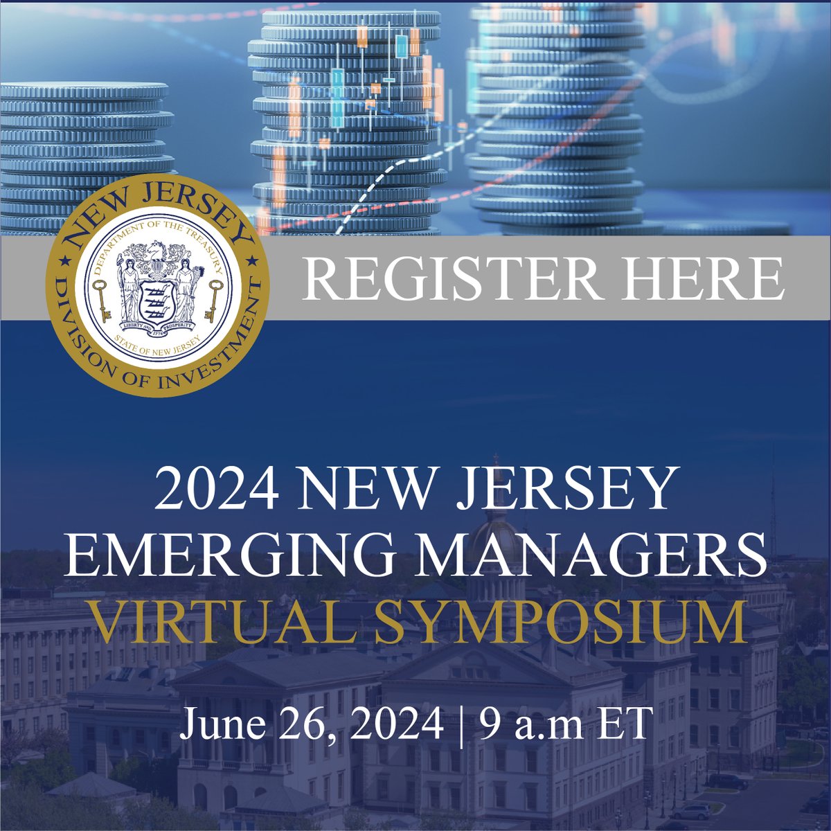 Registration for the New Jersey Division of Investment’s Emerging Manager Virtual Symposium is now available. Register now at njdoi-em24.vfairs.com.