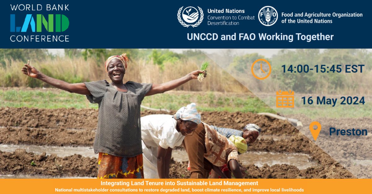 Today at the @WorldBank #LandConf2024 our MD @Alexander_tmg is part of a panel, discussing how advancing secure #LandRights can promote #LandRestoration, boost #ClimateResilience & secure #Livelihoods. Join the event organzied by @FAO and @UNCCD live bit.ly/3QAA0v4