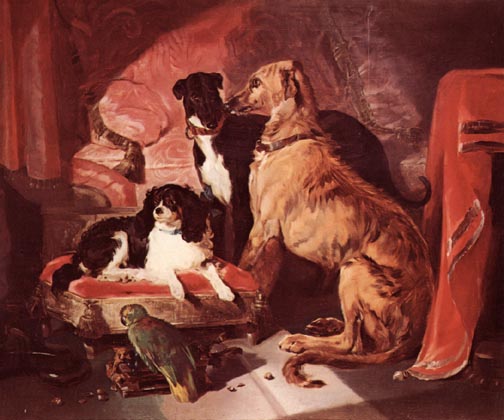 VictorianWeb's tweet photo. #Otd 1839 Queen Victoria noted that she'd discussed getting another dog, &amp; Lord Melbourne teased her, saying she'd soon by "smothered" by them!  See @SimonWenham's "Castle Canines"  (Landseer shows a few of the pets here —their numbers grew exponentially!) https://t.co/i1CDrv7fyl https://t.co/yBdRhS3oUS