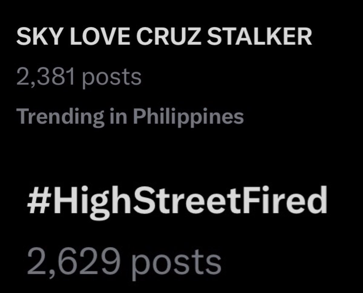 Ayan lumabas na sila

SKY LOVE CRUZ STALKER                                     
#HighStreetFired