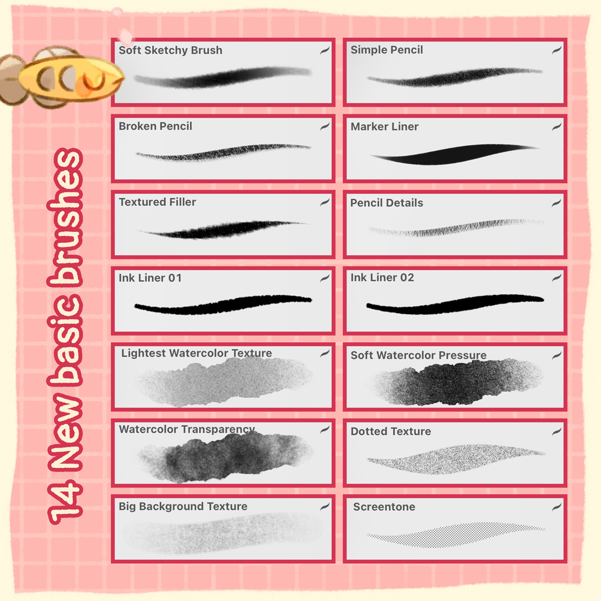 NEW Free Procreate Brushes available!! 💖
This new pack contains 14 super cute brushes, for you to use them on any of your works! 😊 It has a bit of everything!
✿ Feel free to download them from my store: olguioo.gumroad.com/l/secrqb