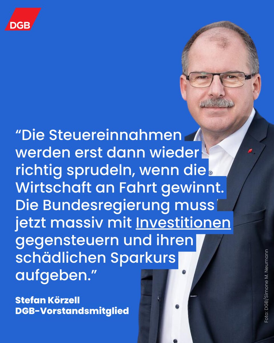 Bundesregierung & CDU/CSU müssen die Kritik der Fachleute ernst nehmen, so DGB-Vorstand @skoerzell. Nur wenn #Investitionen von der #Schuldenbremse ausgenommen werden, kann genug investiert werden, um Konjunktur & Standort zu stabilisieren.ℹ️ dgb.de/geld/investiti…