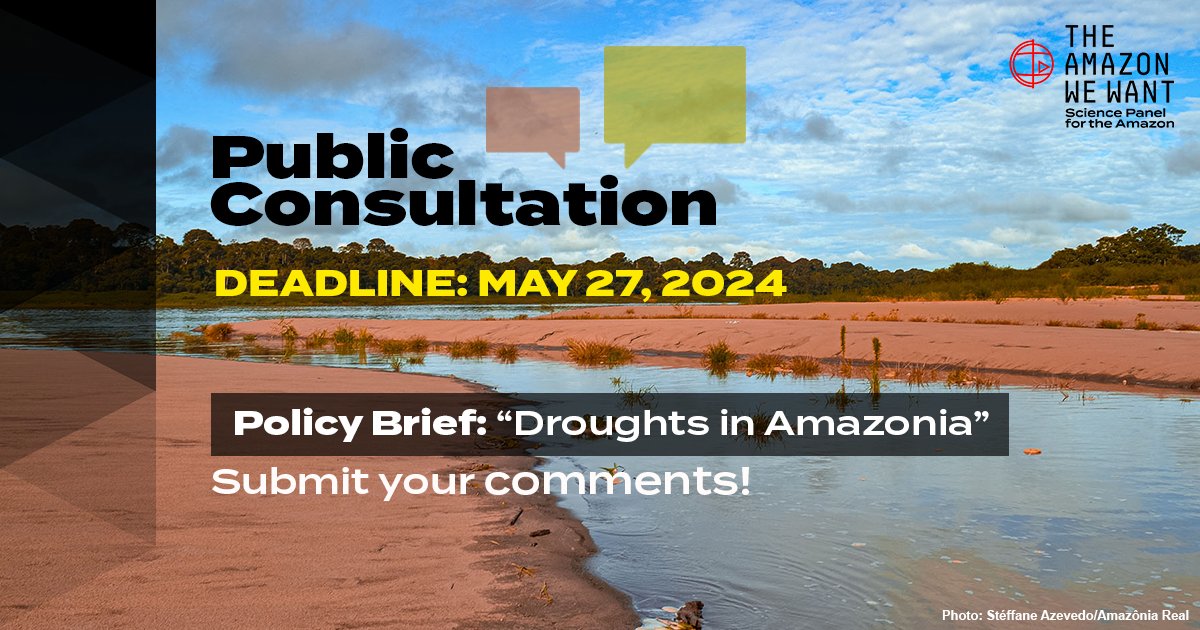 📣Exciting news! We're thrilled to invite all stakeholders and members of the public to delve into our latest policy brief 'Droughts in Amazonia'. Access the #PublicConsultation here ⤵️ theamazonwewant.org/droughts-polic… ⚠️ Share your insights before May 27th! #TheAmazonWeWant