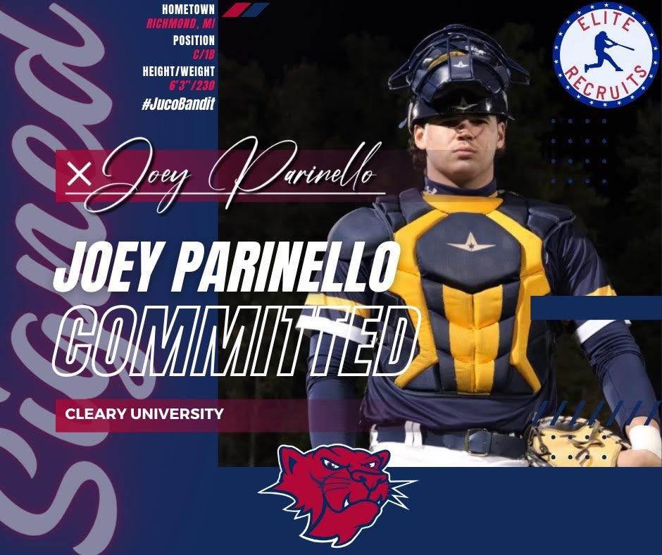 Commitment Alert

Congratulations to our guy
 Joey Parinello on his commitment to continue his academic and athletic career at Cleary University

Joey is a leader on and off the field and is getting ready to make an immediate impact at the next level

Congratulations