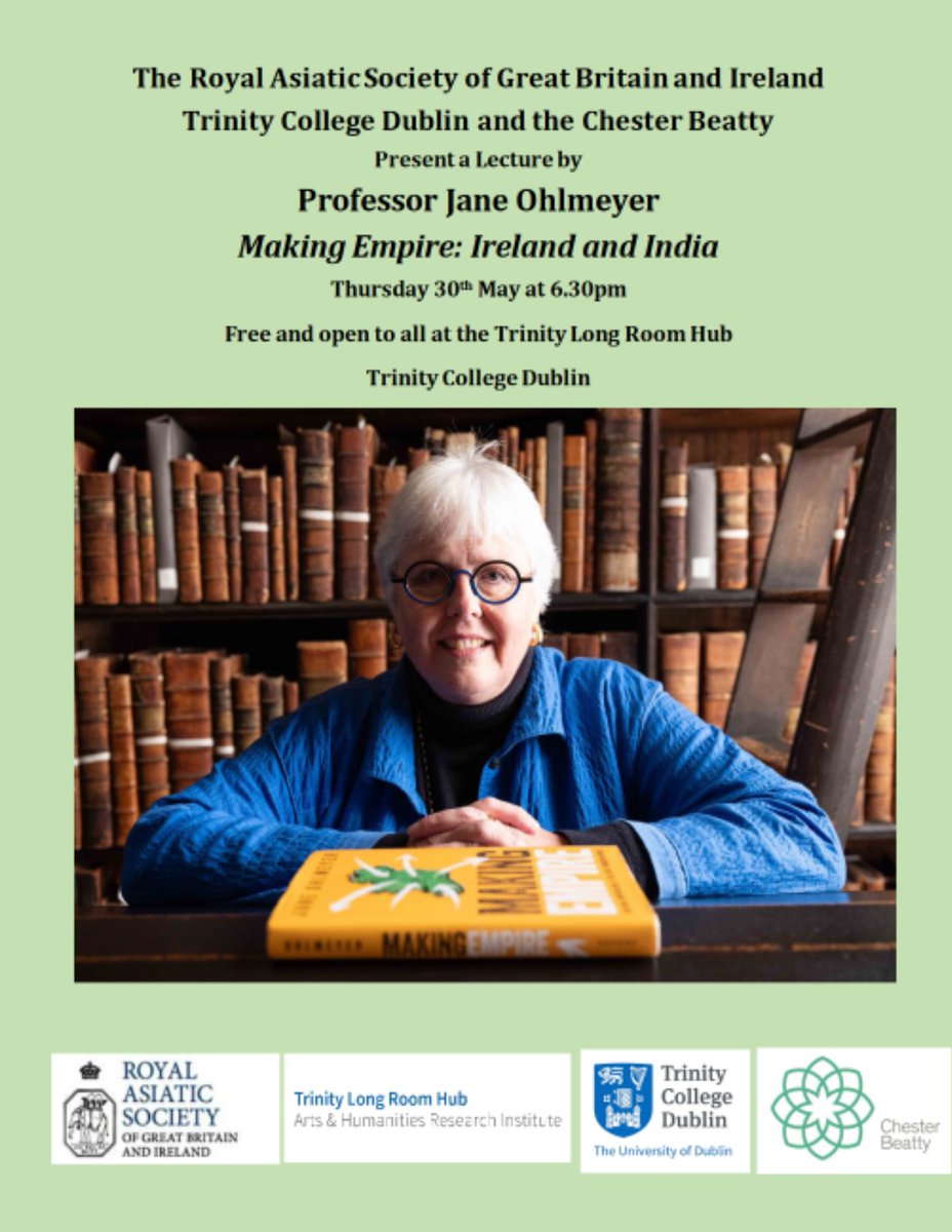 Two! upcoming lectures by Prof @janeohlmeyer , 29 and 30 May, open to the public.