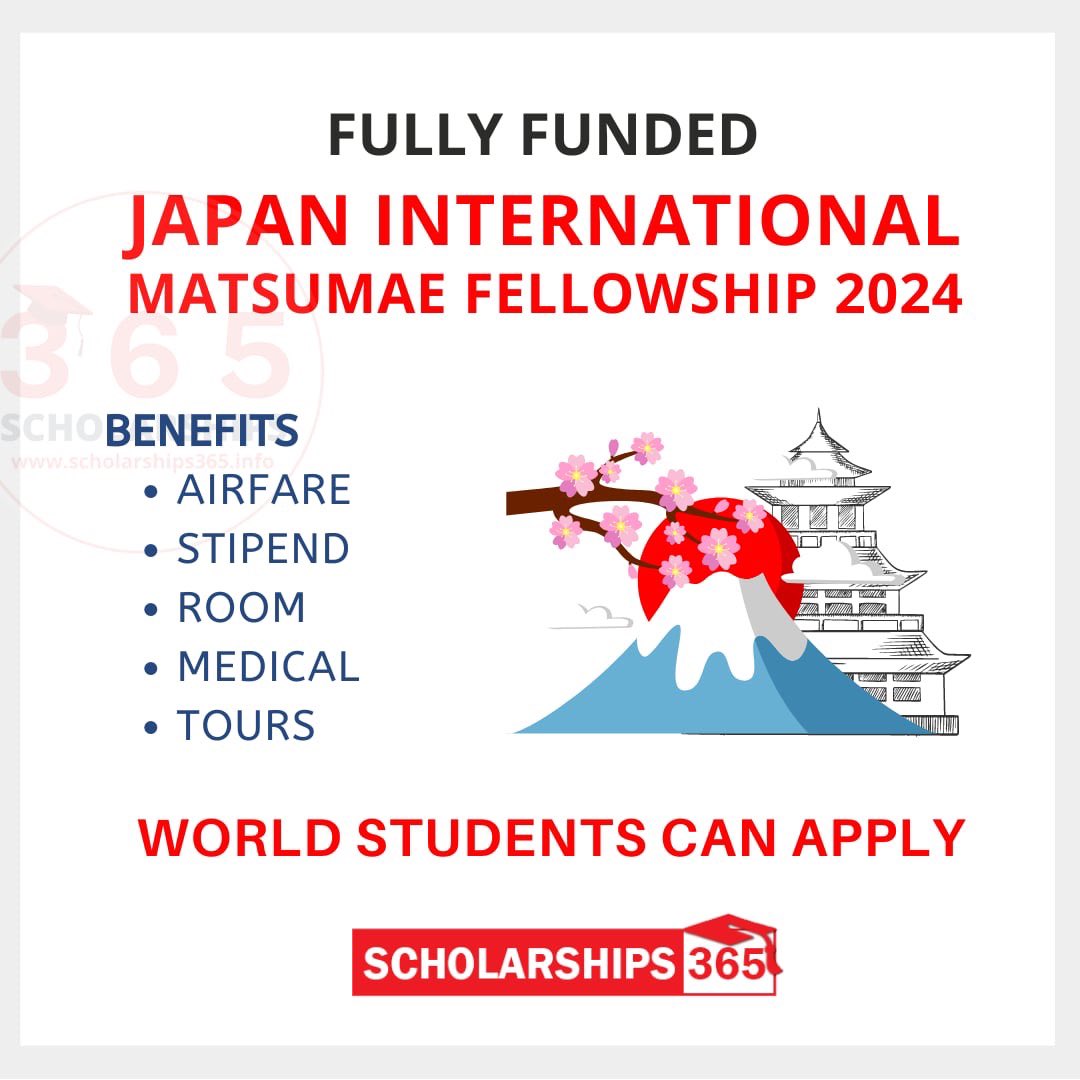 Japan Fully Funded International Fellowship 2025 for World Students by Matsumae, Japan

❌No Fee

👉Link: scholarships365.info/japan-matsumae…

👉 Duration: 3-6 Months

Benefits
✅Airfare
✅Stipend
✅Room
✅Medical
✅Tours

Deadline: 30 June, 2024

#scholarships365 #studyabroad #scholarship