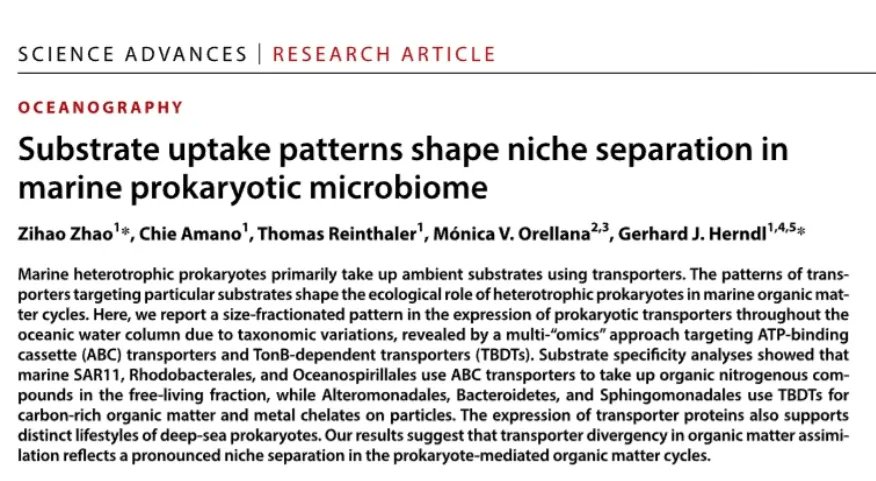 microbialoceanW's tweet image. 📌 New publication in Science Advances by Dr. Zhao et al., dealing with the size frationated substrate preference of marine prokaryotic community living in the water column.
📄  DOI: 10.1126/sciadv.adn5143