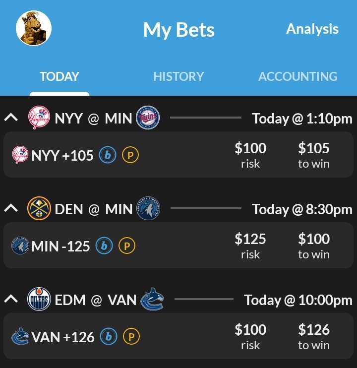 15/5 Recap
16/5 #MLB #NBA #NHL

#NHLPicks #HockeyTwitter #Nbaplayoffs #nbax #MLBX #MLBTwitter #MLBpicks #bettingtwitter #bettingX #SportsPicks #sportsbettingpicks #GamblingX #GamblingTwitter #GamblingTwiitter #betstampverified