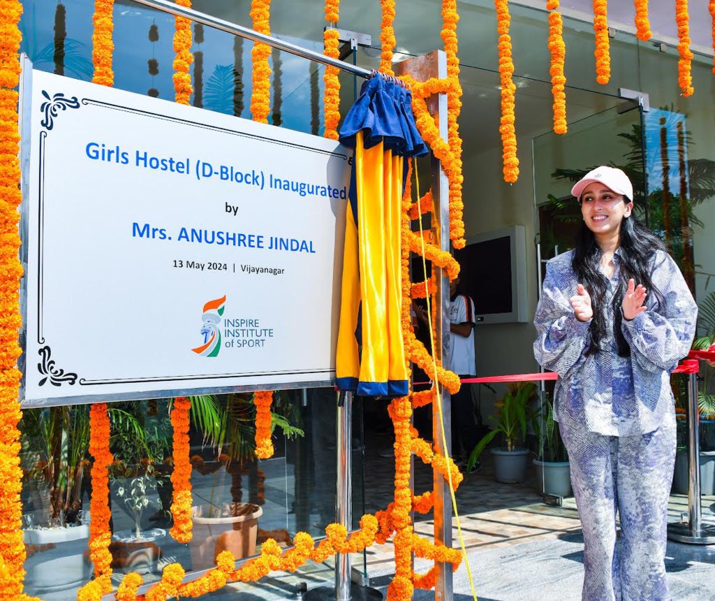 Mrs. Anushree Jindal, Founder of Svamaan Financial Services, inaugurated the D Block of the Girl’s Hostel at the Inspire Institute of Sport, on Monday. #CraftingVictories 🇮🇳
