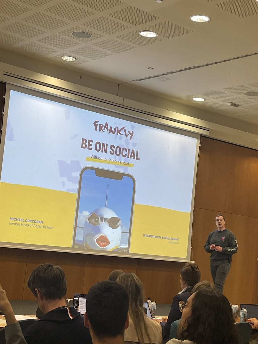 sarafdez's tweet photo. @Pechnet @Wise @ISS_Webcertain @meanwritehook @diegobartolome @AzaharaC @kate_busby I’ve been really looking forward to this! Time for the keynote speaker, Michael Corcoran (@mc_so_me), former Head of Social at Ryanair: “Be on social without being on social.” 😎 #IntSS @ISS_Webcertain https://t.co/kZ8CpOYvO9