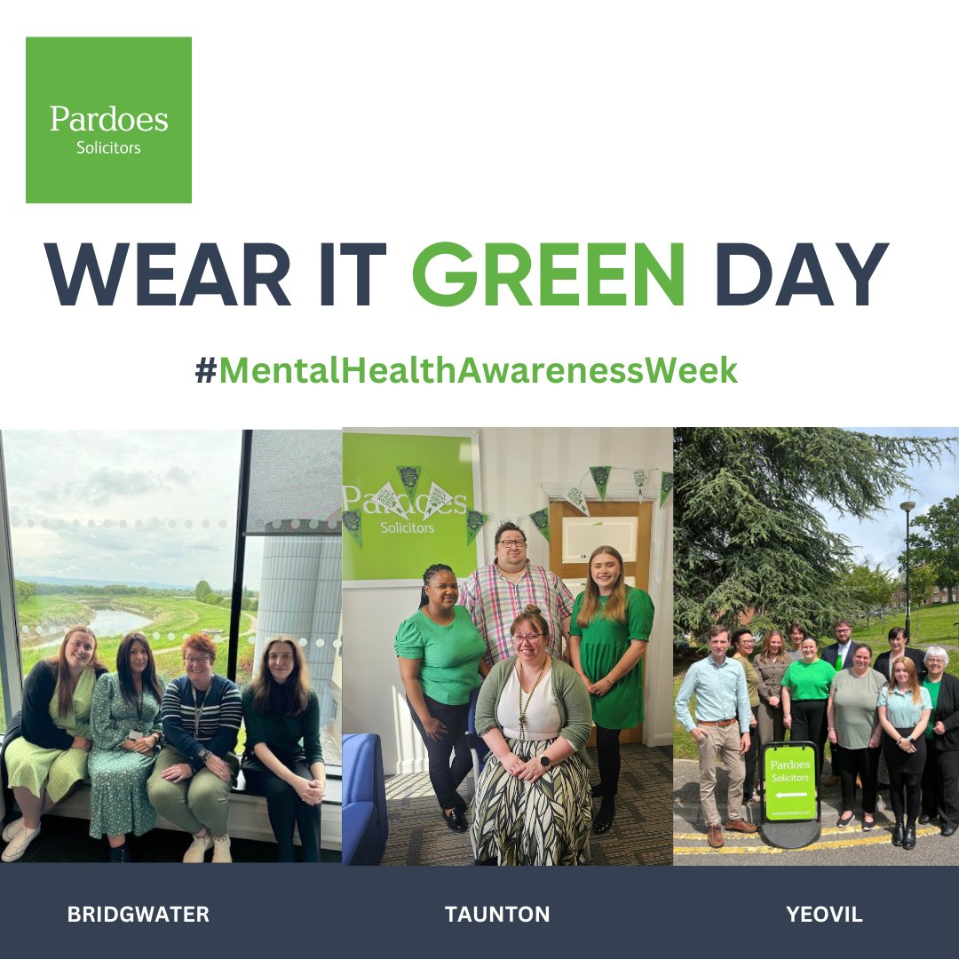 To mark Mental Health Awareness Week, today is 'Wear It Green Day' at Pardoes Solicitors. 💚 #Movement #GetOutside #NatureWalks #PardoesSolicitors #WearItGreen #mentalhealthawarenessweek