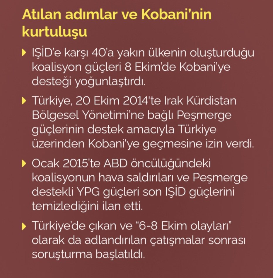Bugün Selahattin Demirtaş'ın da yargılandığı Kobani davasının karar duruşması vardı. IŞİD'in 2014'te Kobani'yi kuşatması ve Erdoğan'ın 'Kobani düştü düşüyor!' sözü sonrası, Türkiye’de yaşanan protesto ve şiddet olaylarını kapsayan davada, Demirtaş 42 yıl hapis cezası aldı. 🧐