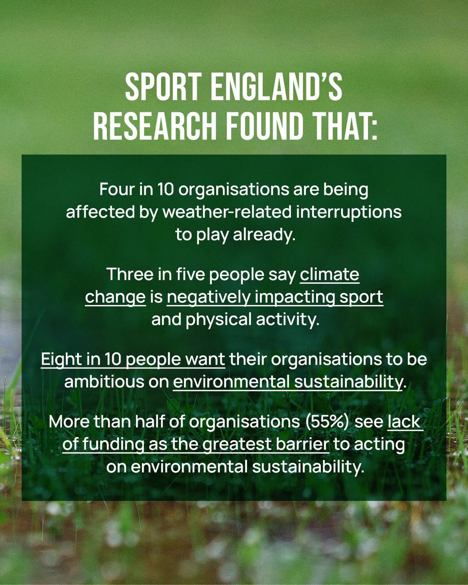 NEWS: Sport England is making £45 million available to grassroots football clubs to deal with climate change after new research showed three in five adults said bad weather was having a negative impact on participation.