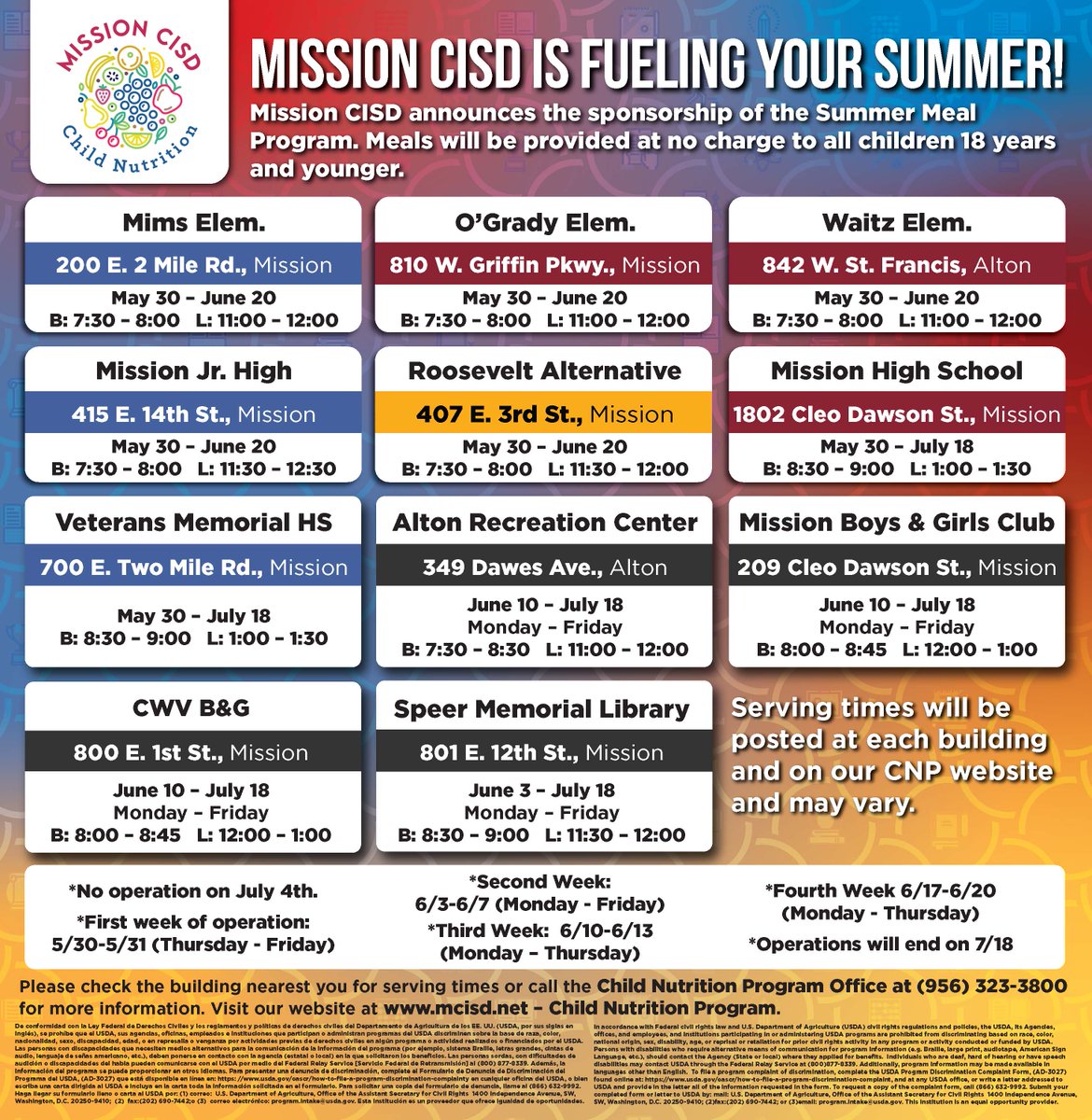 Get ready for another amazing summer with Mission CISD Child Nutrition Program's Summer Food Service Program! 🍎🥪 Click the link below to learn more: mcisd.net/apps/news/arti…