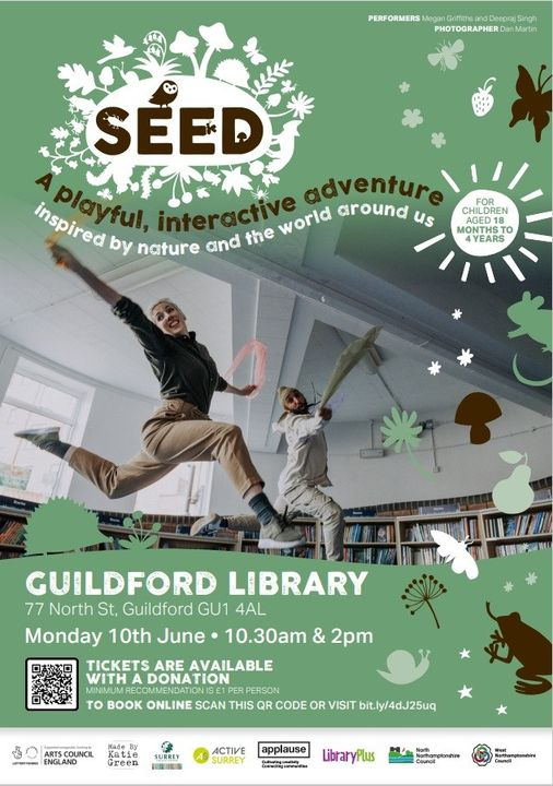 Dance and Storytelling at Guildford Library, Monday June 10th. Suitable for children 18 months – 4 years(with an adult). Booking essential and tickets available with a donation (minimum £1). 10:30 booking: eventbrite.co.uk/.../dance-stor…... 14:00 booking: eventbrite.co.uk/.../dance-stor…...