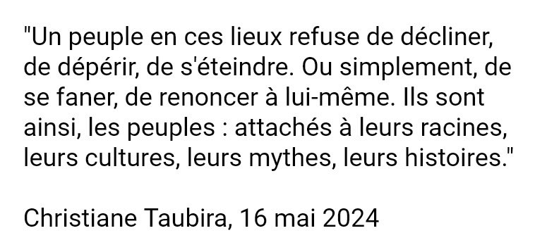 Remplacez « Christiane Taubira, 16 mai 2024 » par « Jean-Marie Le Pen, n’importe quelle date » et vous avez la gauche en détresse respiratoire. #NouvelleCalédonie